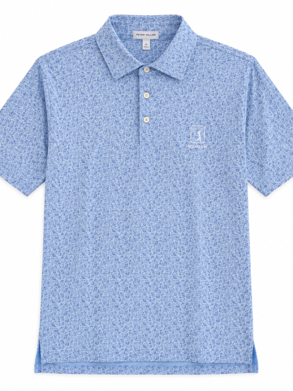 Peter Millar Summer Comfort Golf Polo Mens Large Blue Skull Print TPC Sugarloaf